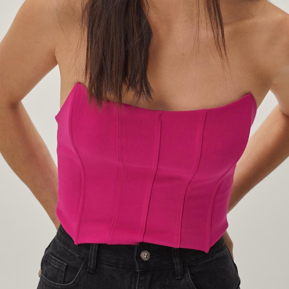 Green Cropped Strapless Corset Top